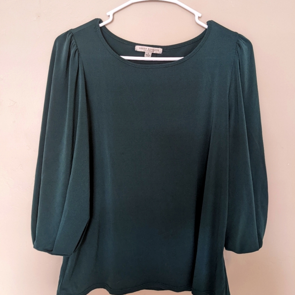 Bottle Green Blouse, Size L, Green Envelope.
